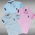 US POLO™ NECK T-SHIRT FOR MEN (MULTICOLOR, M) (PACK OF 3)