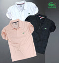LACOSTE™ NECK T-SHIRT FOR MEN (MULTICOLOR, M) (PACK OF 3)
