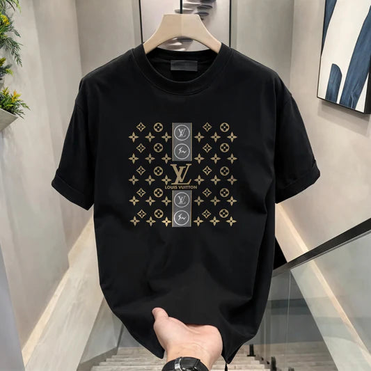 LOUIS VUITTON™ ROUND NECK T-SHIRT FOR MEN (BLACK) (PACK OF 1)