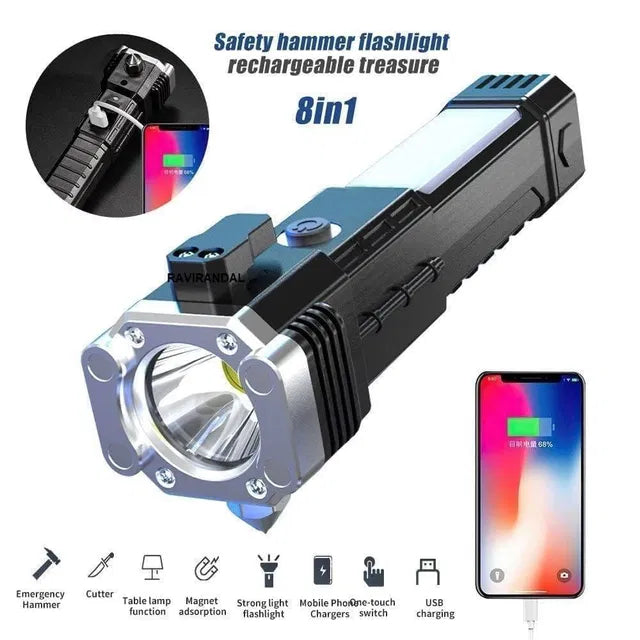 BGOS™ 8 IN 1 PORTABLE RECHARGEABLE TORCH LED FLASHLIGHT