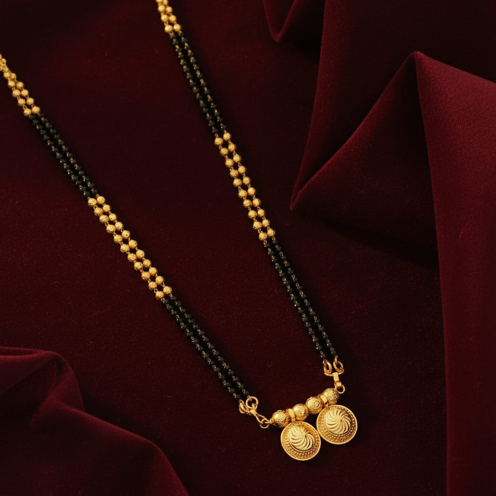 BGOS™ VATTI MANGALSUTRA GOLD WITH BLACK MOTI BEAD