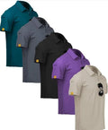 US POLO™ NECK T-SHIRT FOR MEN (MULTICOLOR, M) (PACK OF 5)