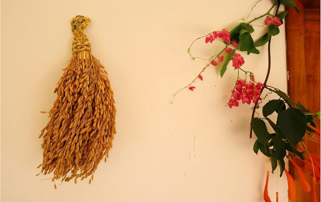 BGOS™ Natural Paddy Bunch Organic|250gms|Gucha|Hanging with Natural Paddy Grains|Decorative Hanging for Home and Pooja Room Decoration|